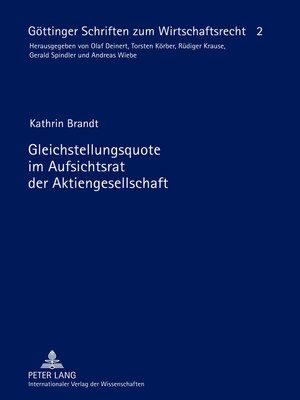 cover image of Gleichstellungsquote im Aufsichtsrat der Aktiengesellschaft